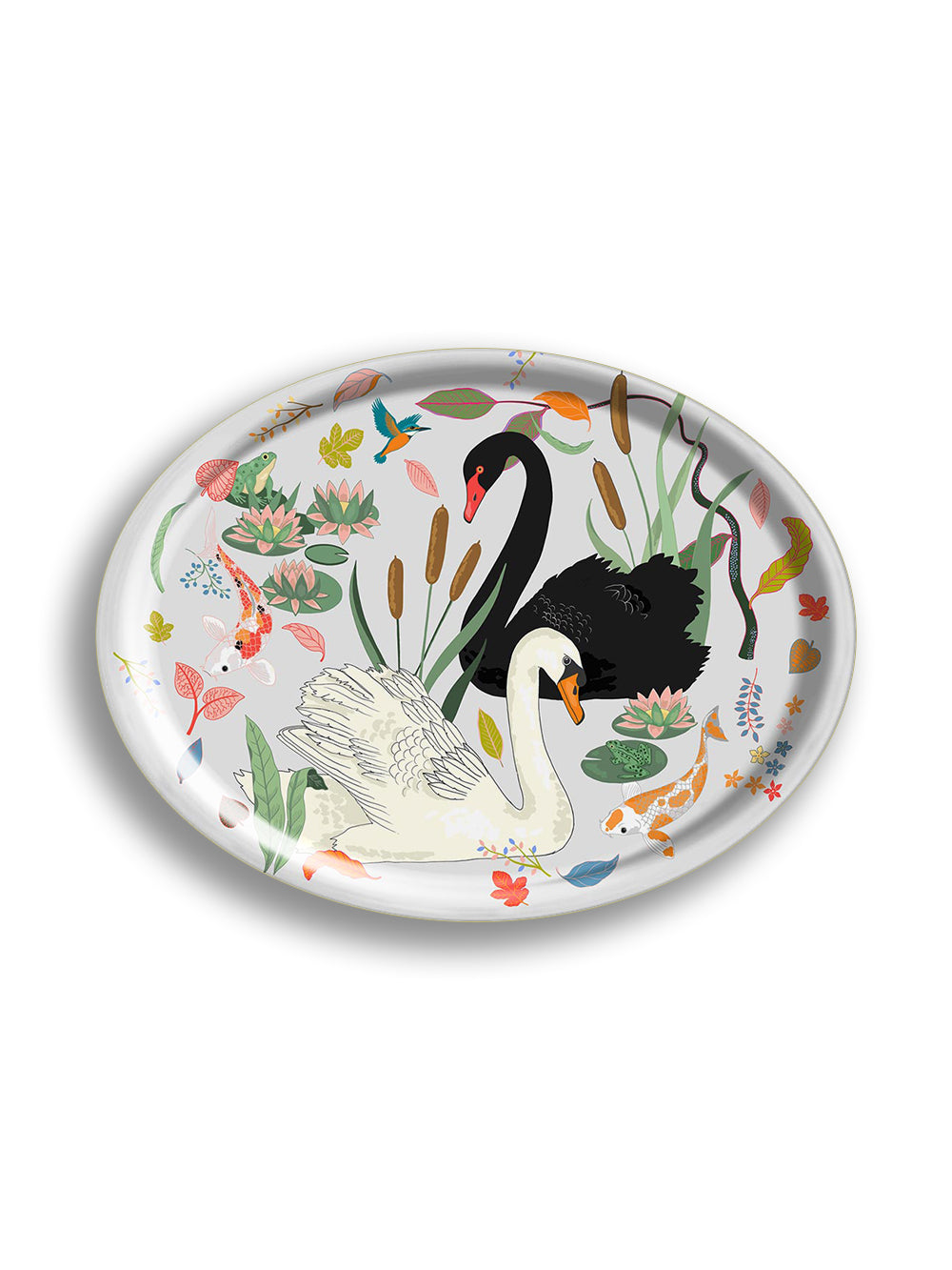 Swan Decorative Tray with Brass Handles | Elegant ジョンデリアン