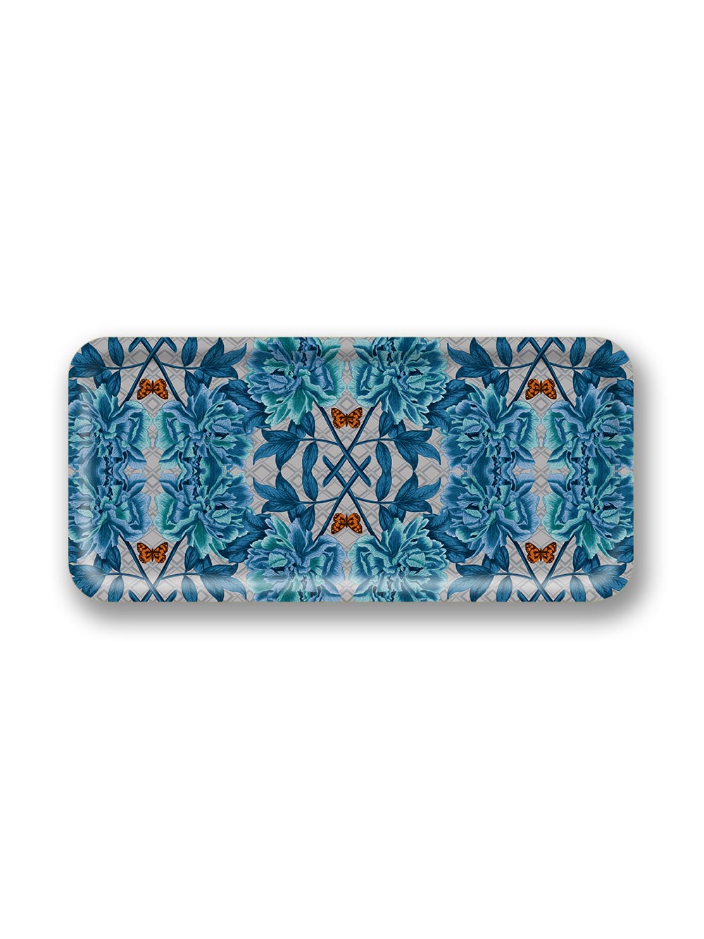 Blue Tree Peony Narrow Tray Design by Avenida Home with PATCH NYC 