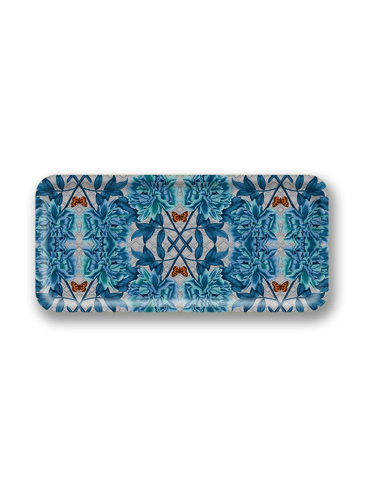 Blue Tree Peony Narrow Tray Design by Avenida Home with PATCH NYC 
