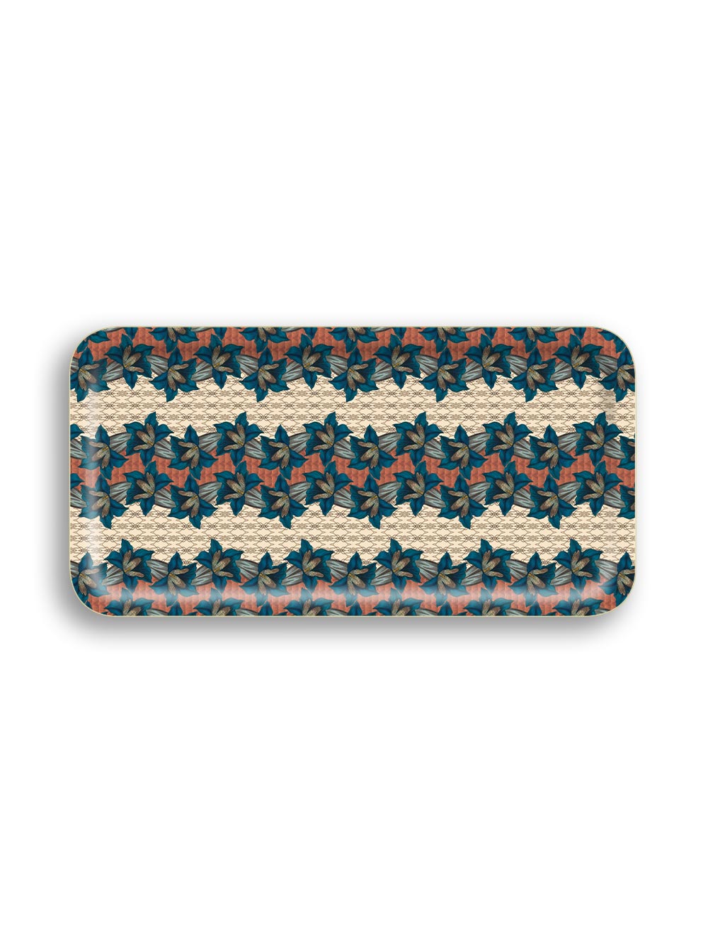 Blue Trumpet Narrow Tray Design by Avenida Home with PATCH NYC 