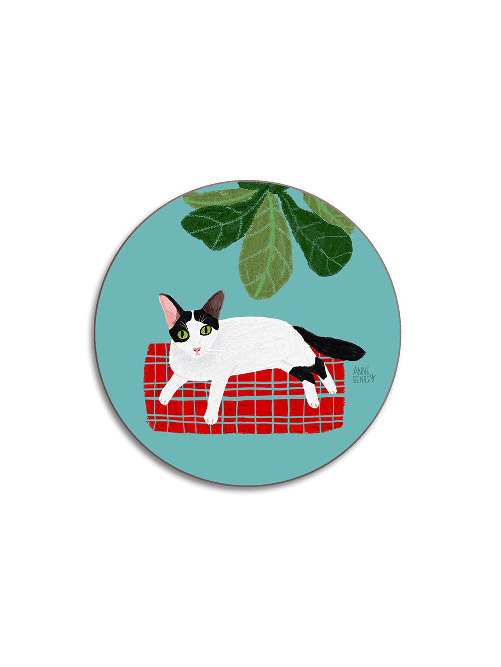 Cats Oreo Round Coaster by Avenida Home featuring an illustrated cat design