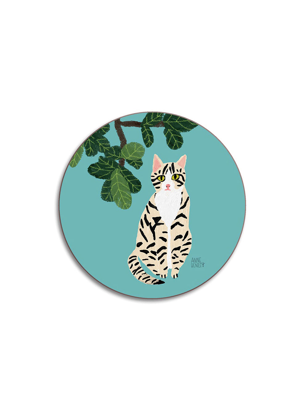 Cats Savannah Round Coaster by Avenida Home featuring an illustrated cat design