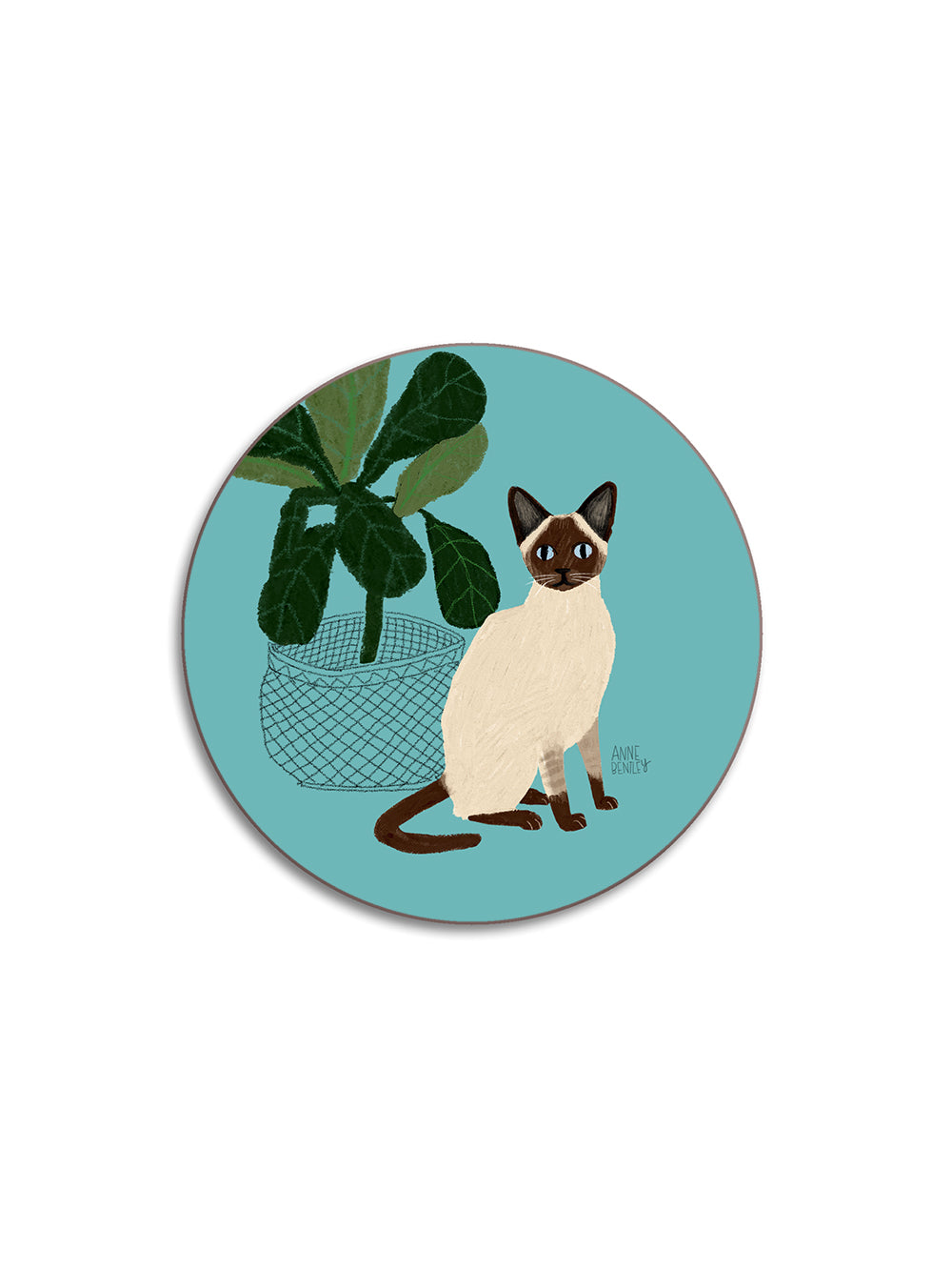 Cats Seal Point Siamese Round Coaster by Avenida Home featuring an illustrated cat design