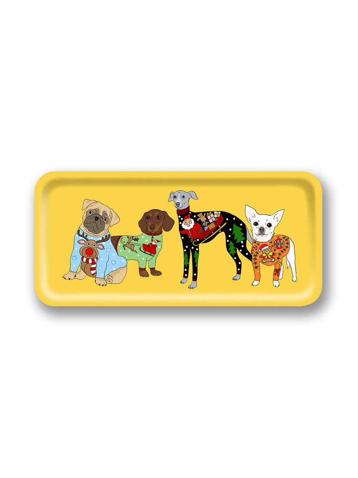 Christmas Jumpers Dogs Small Narrow Tray Design by Avenida Home with Karen Mabon