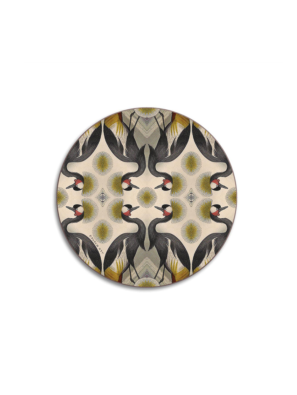 Crested Crane Round Coaster