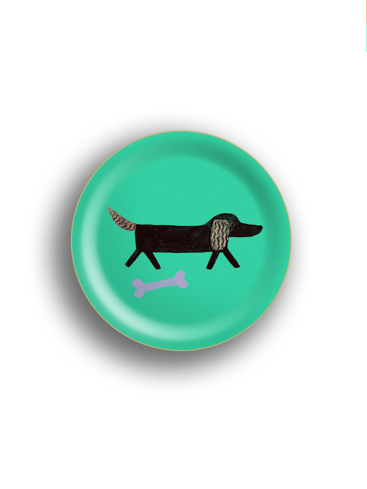 Dogs Bone Jade Birchwood Mini Tray by Avenida Home featuring an illustrated dog design