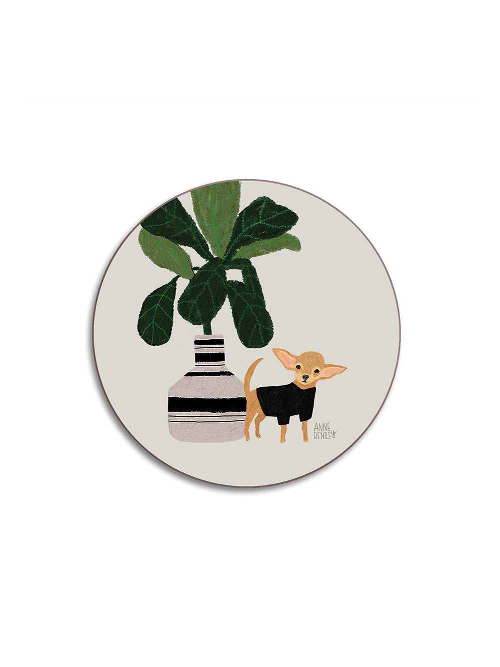 Dogs Chihuahua Round Coaster by Avenida Home featuring an illustrated dog design
