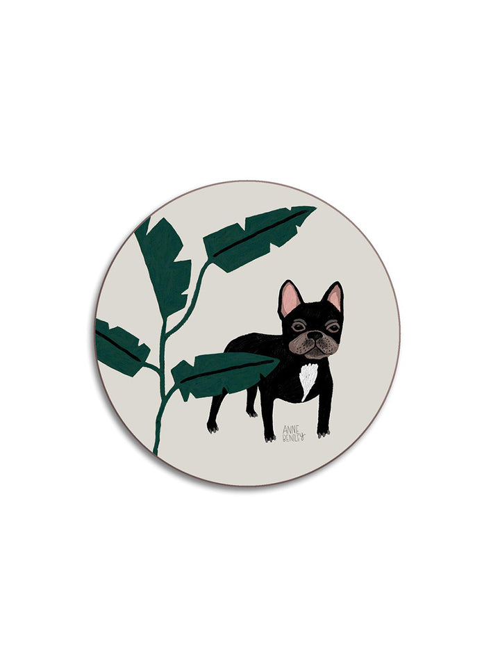 Dogs French Bulldog Round Coaster by Avenida Home featuring an illustrated dog design