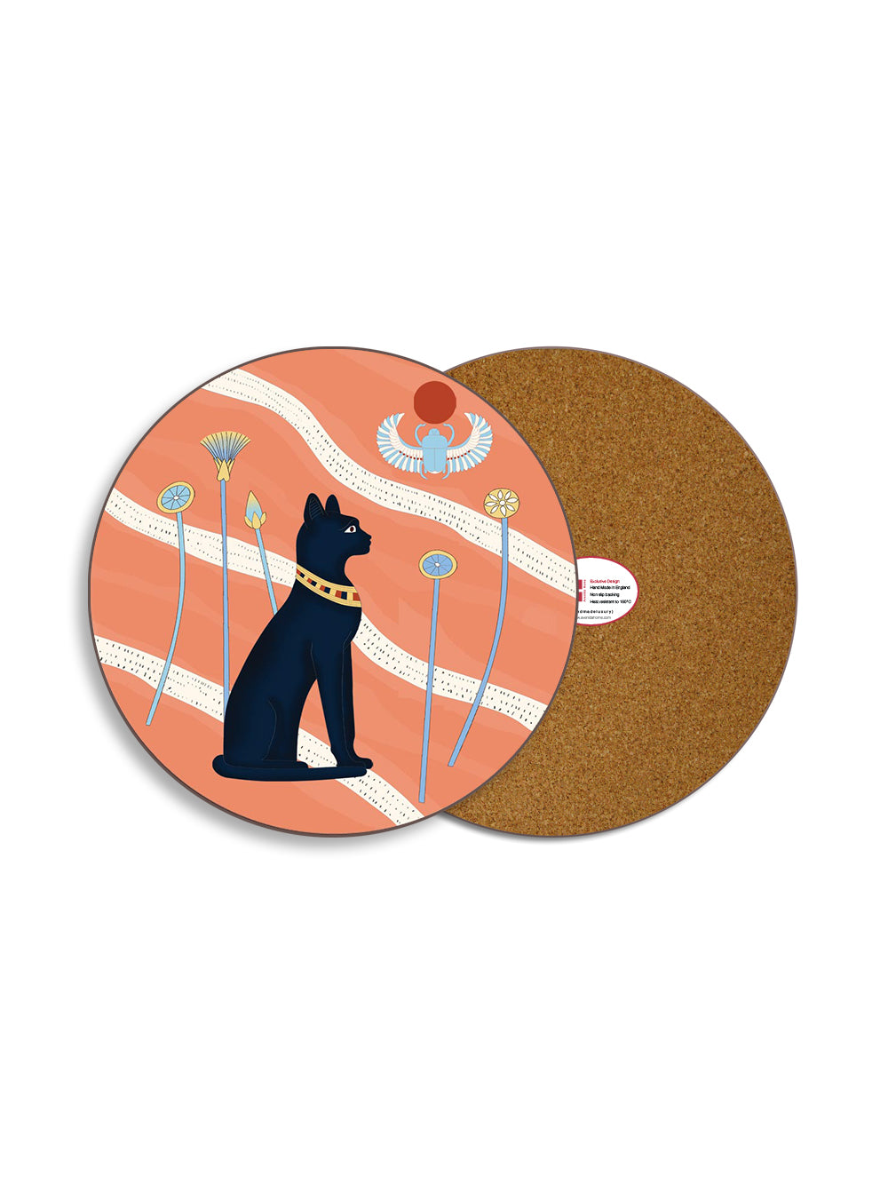 Egyptian Sun Cat Temple Rose Round Table Mat