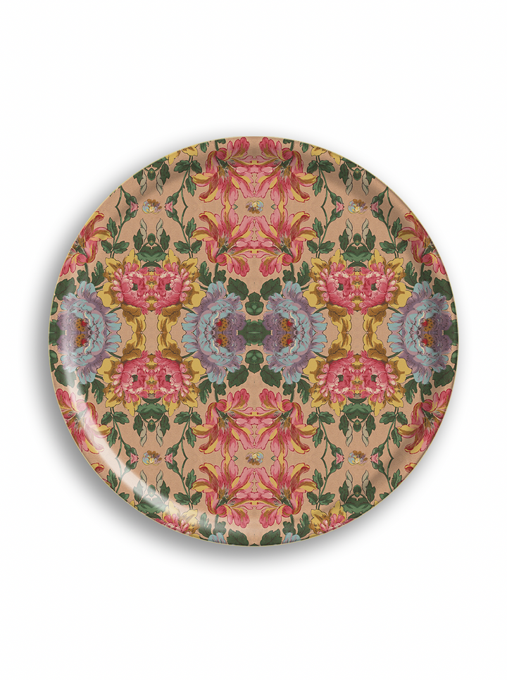 French Wallpaper Round Tray Design by Avenida Home with PATCH NYC 