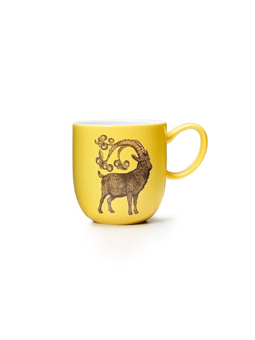 Avenida Home goat porcelain mug floral illustration sunny yellow Puddinhead Animal Collection