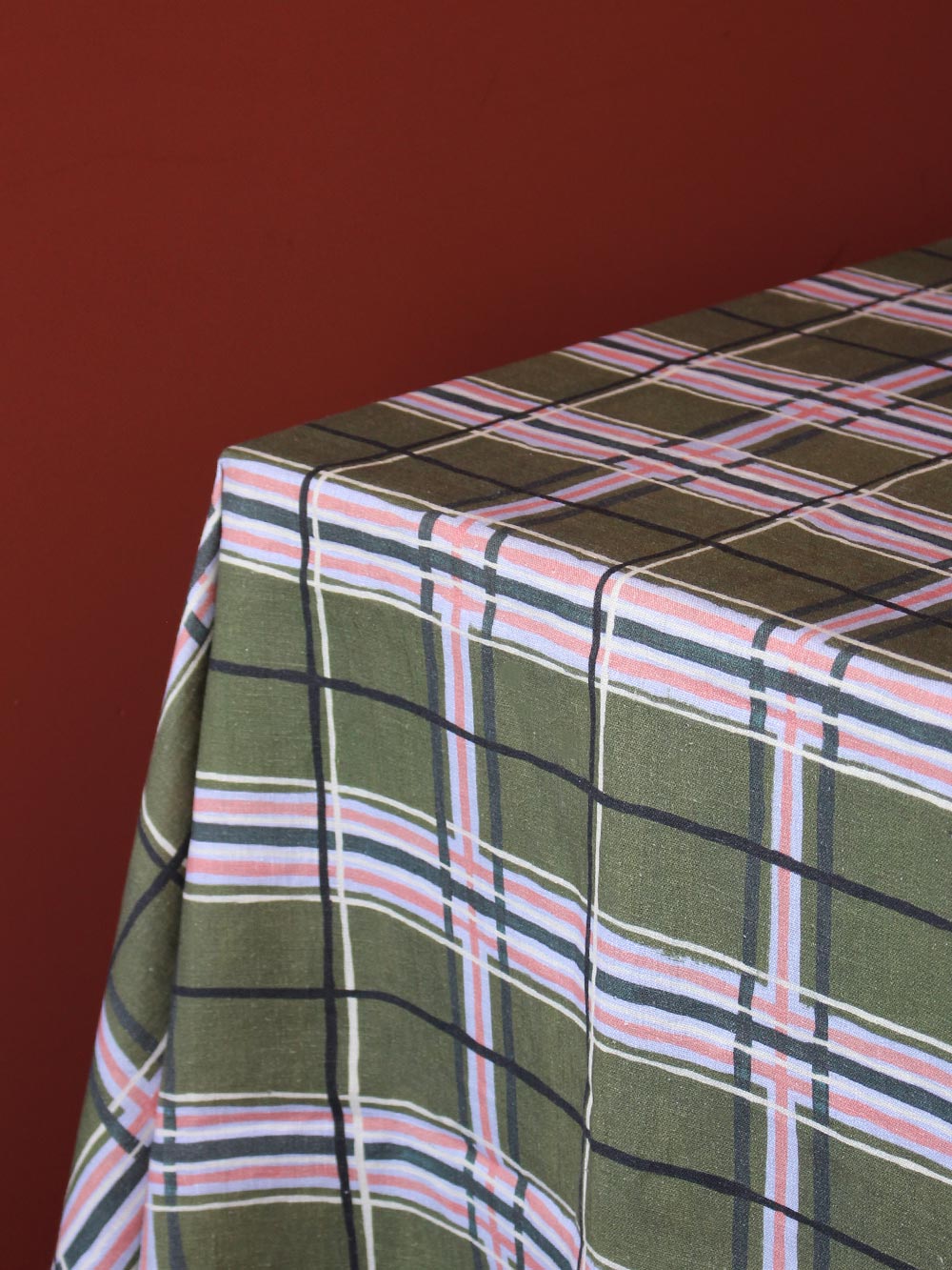 Green Plaid 1.5 x 3m Large Linen Tablecloth Large