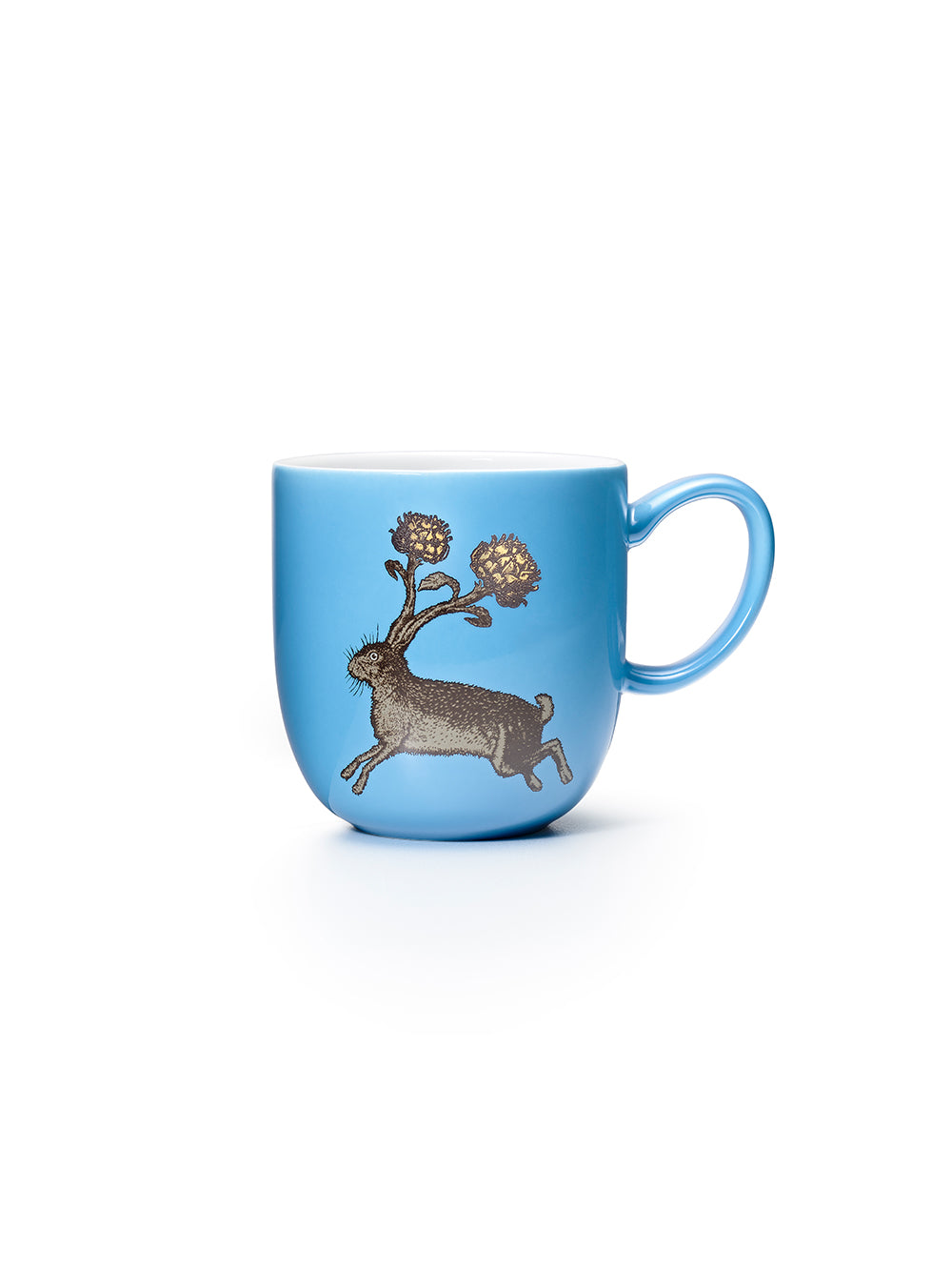 Avenida Home hare porcelain mug floral illustration soft sky blue Puddinhead Animal Collection