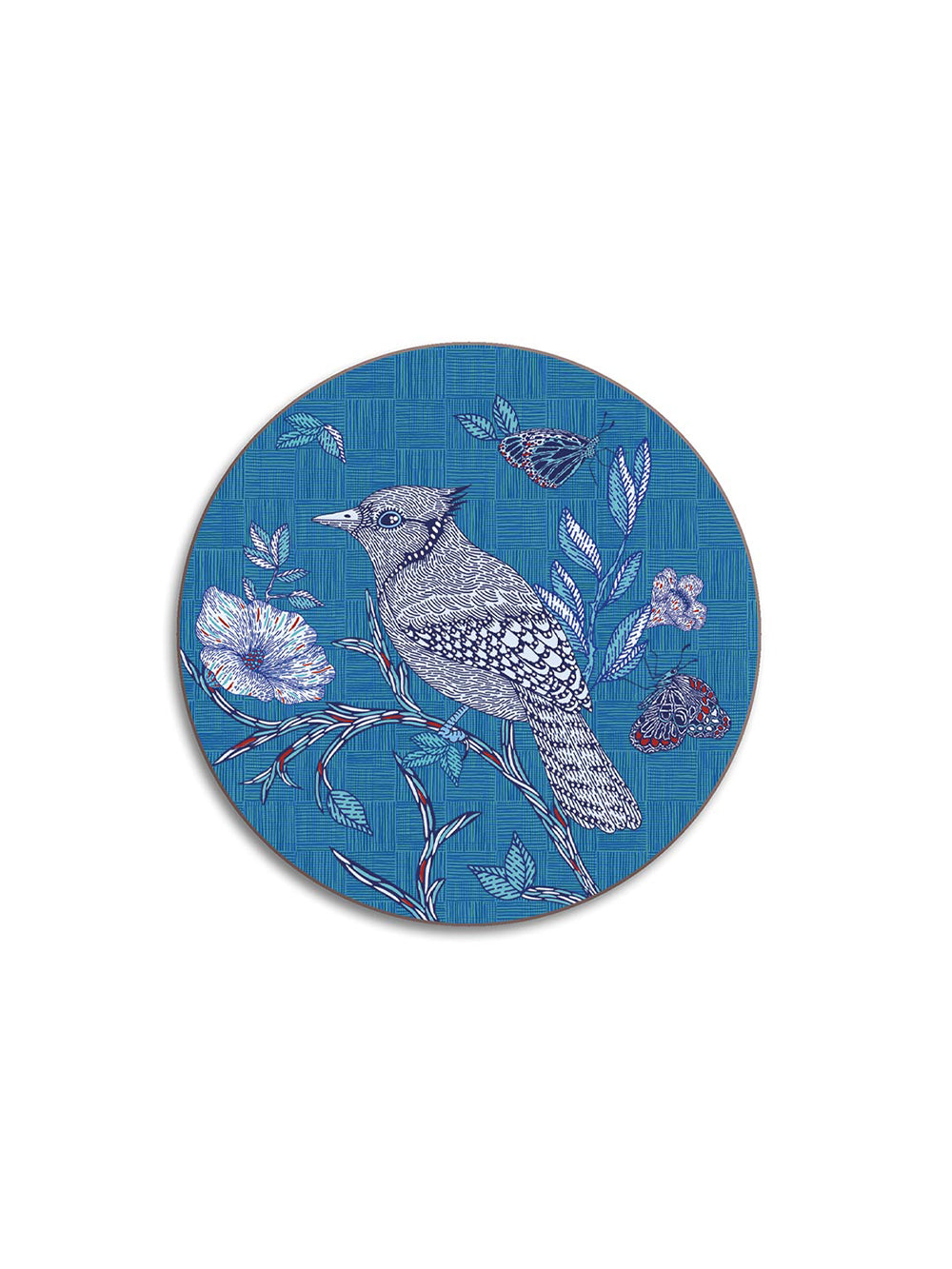 Indigo Birds Round Coaster