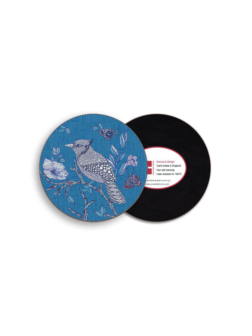 Indigo Birds Round Coaster