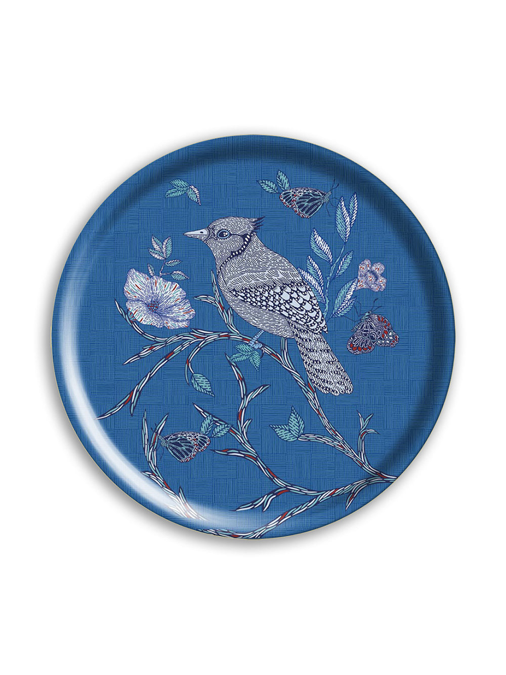 Indigo Birds Small Round Tray