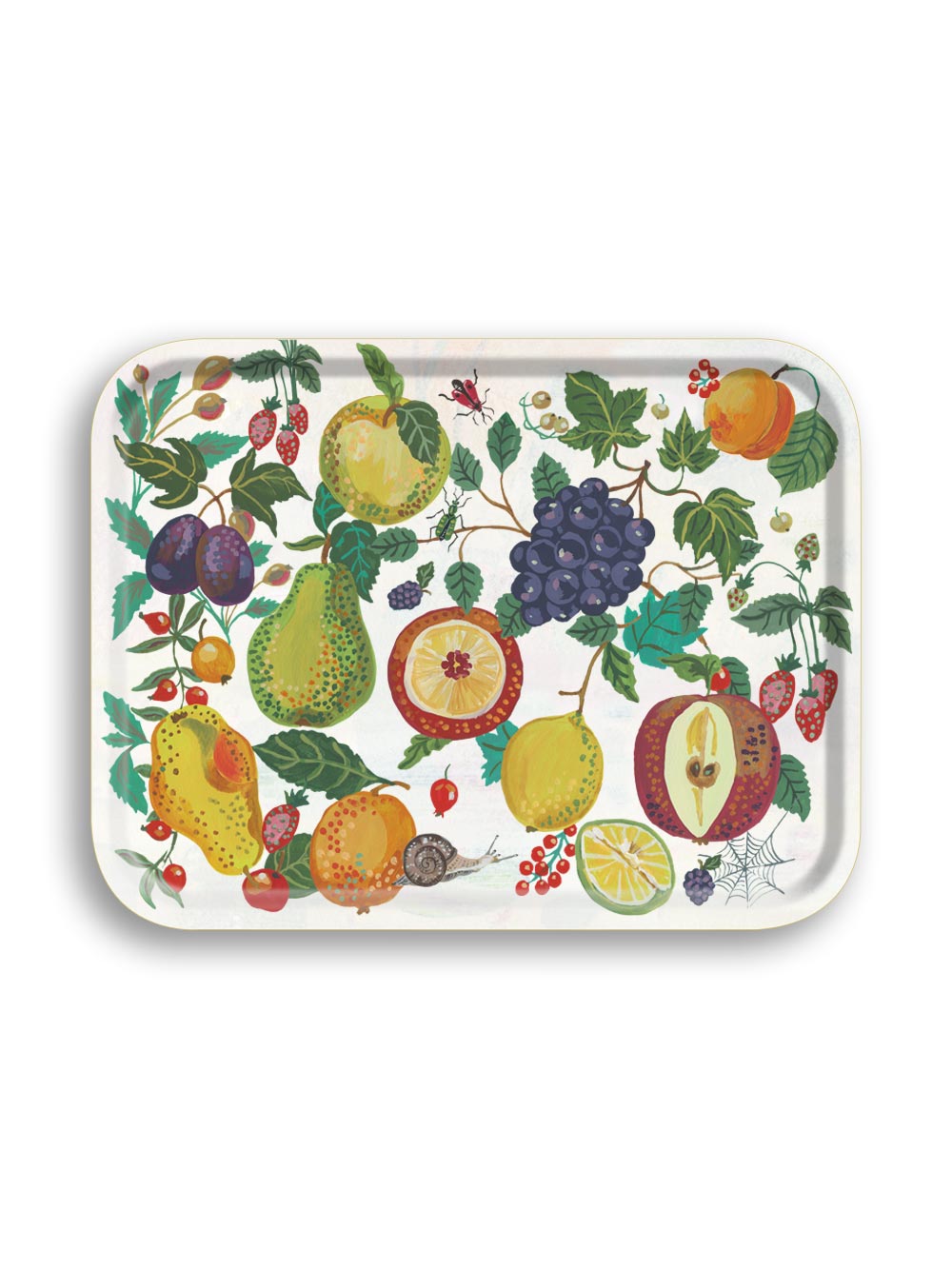Jardin Gourmand Cream Large Birchwood Tray from Avenida Home with artwork by Nathalie Lété 