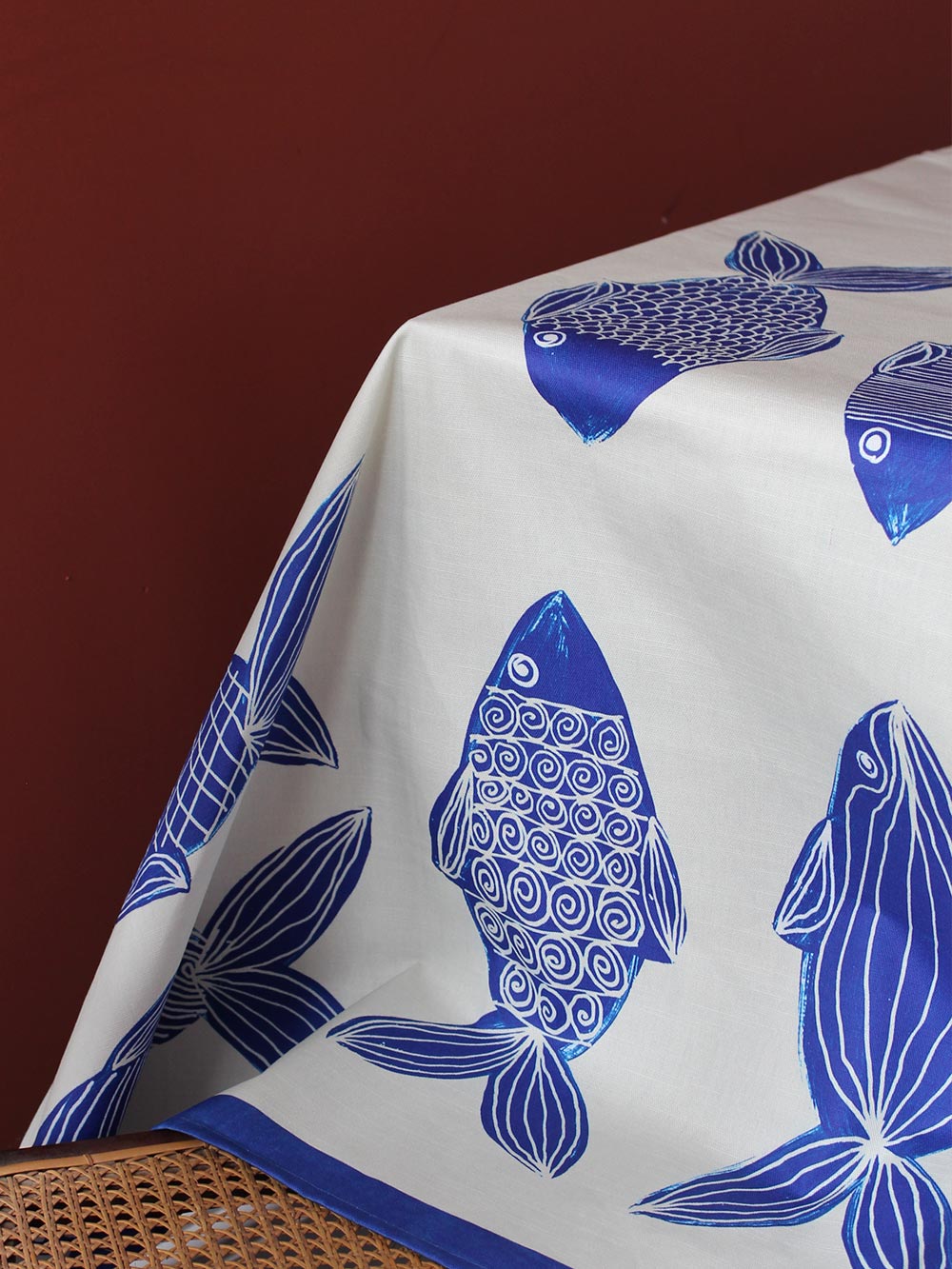 Marine Sketch Large Coated 1.5 x 3m Linen Tablecloth
