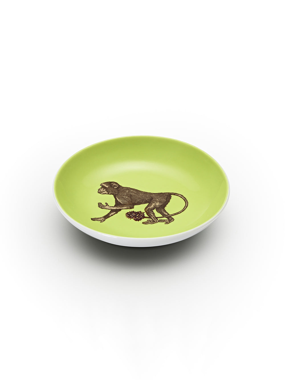 Avenida Home monkey porcelain mini plate floral illustration Puddinhead Animal Collection lime green