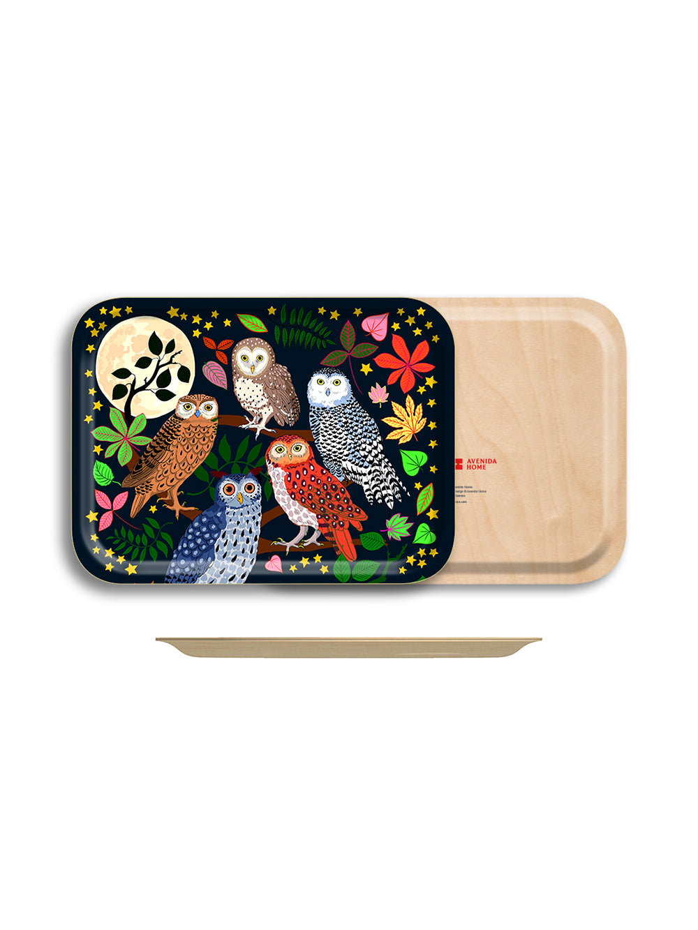 Night Owls Small Birch Wood Tray