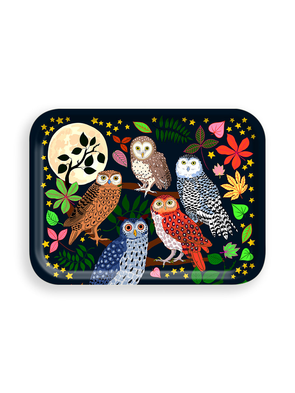 Night Owls Small Birch Wood Tray