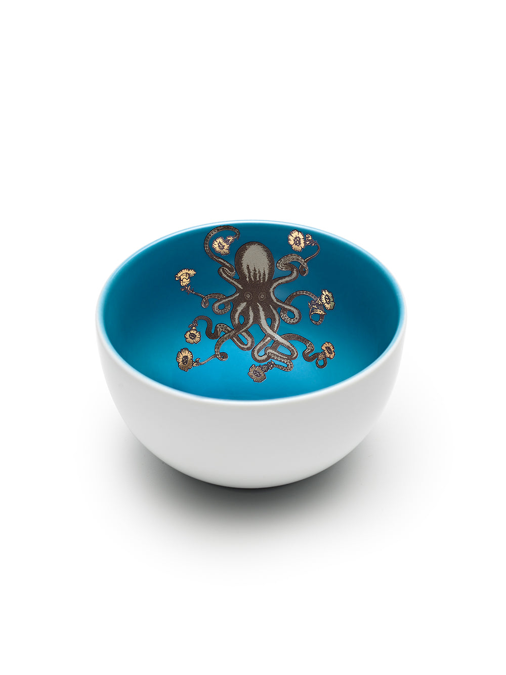 Avenida Home octopus porcelain bowl floral illustration blue Puddinhead Animal Collection