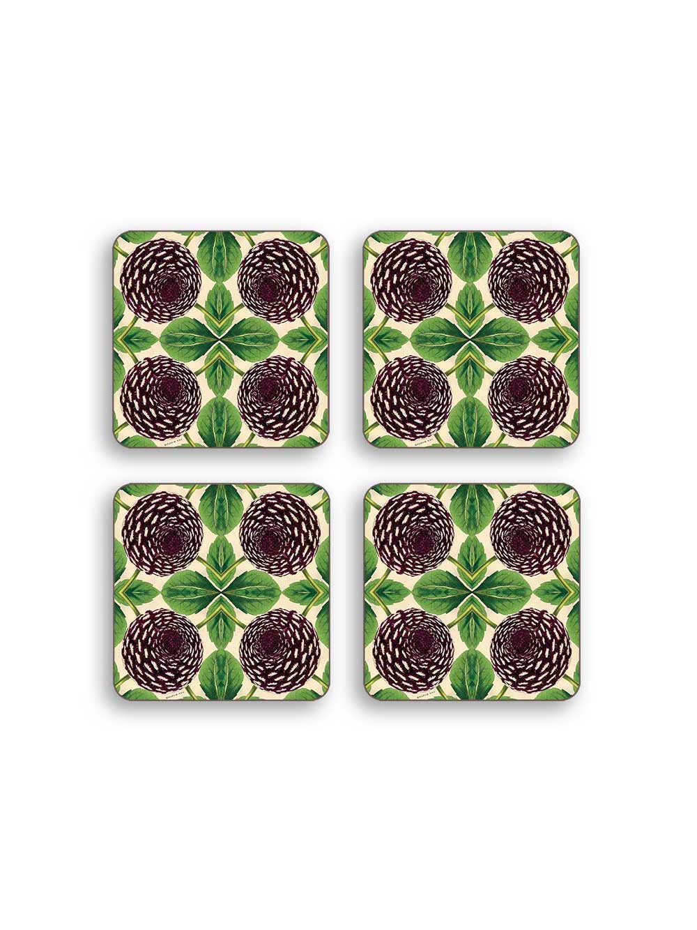 Purple Dahlia Coaster Set Design by Avenida Home with PATCH NYC 