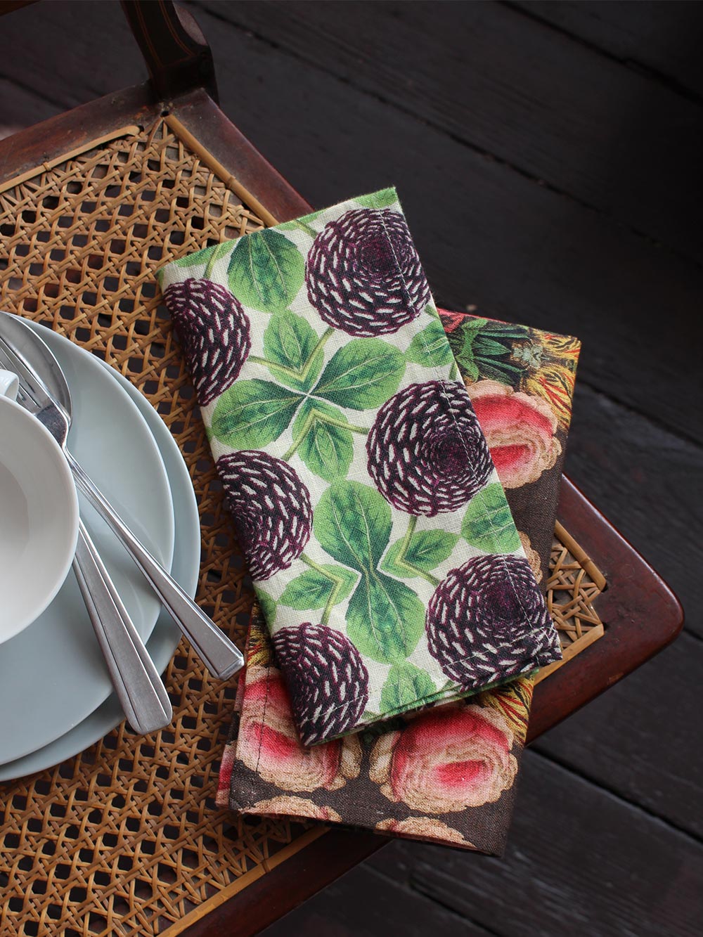 Purple Dahlia Linen Napkin