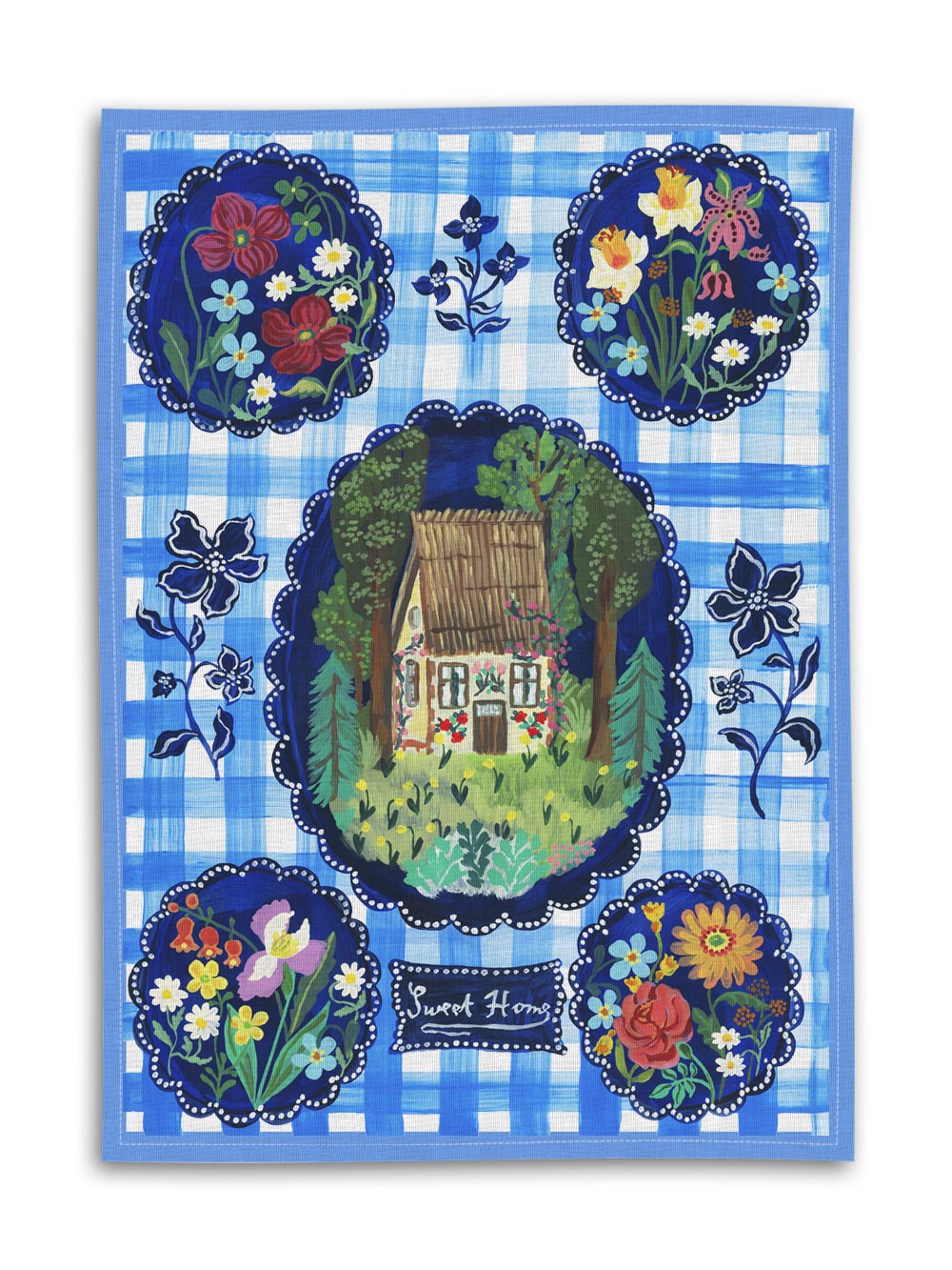 Sweet home Linen Tea Towel from Avenida Home with artwork by Nathalie Lété