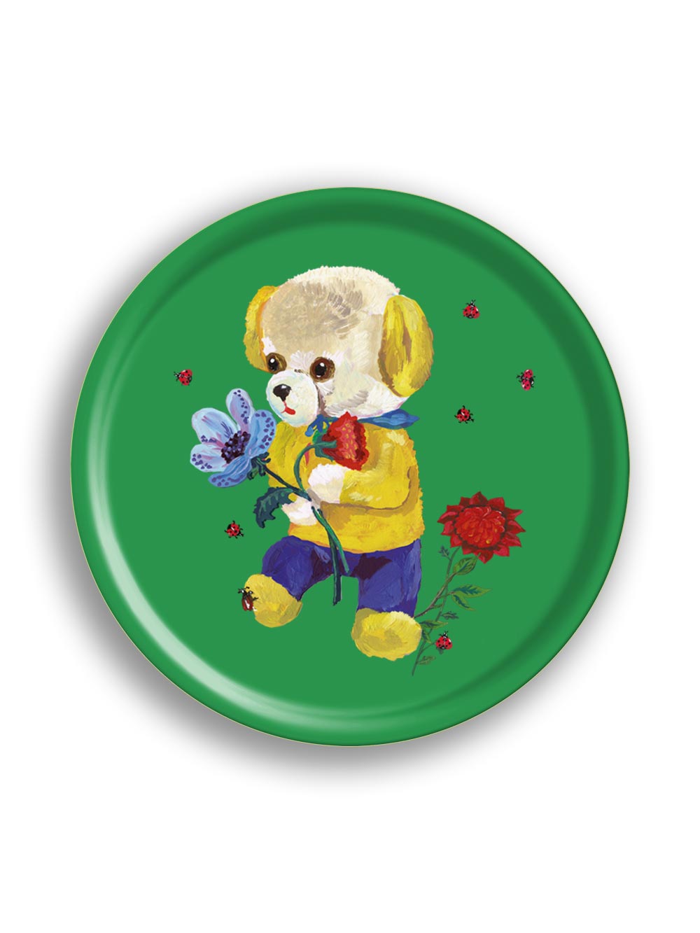 Teddy Round Birchwood Tray from Avenida Home with artwork by Nathalie Lété 