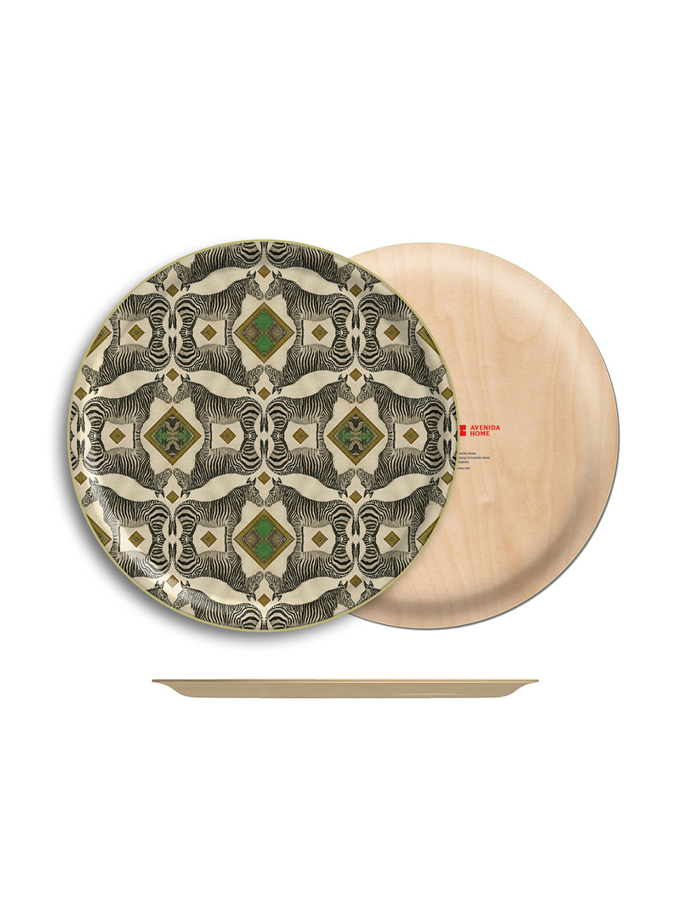 Zebra Round Birch Wood Tray