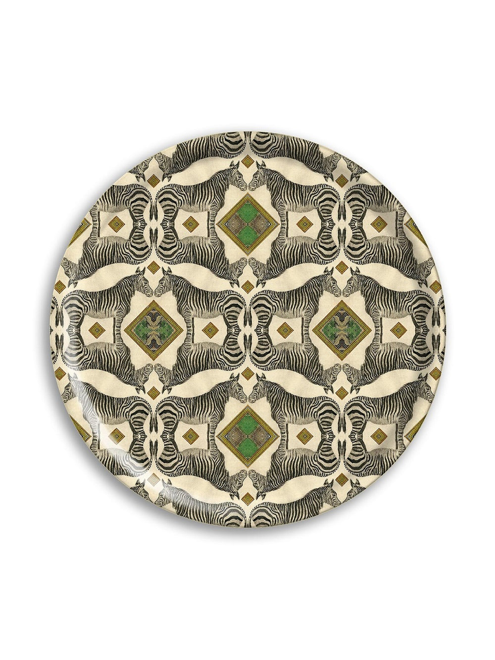 Zebra Round Birch Wood Tray