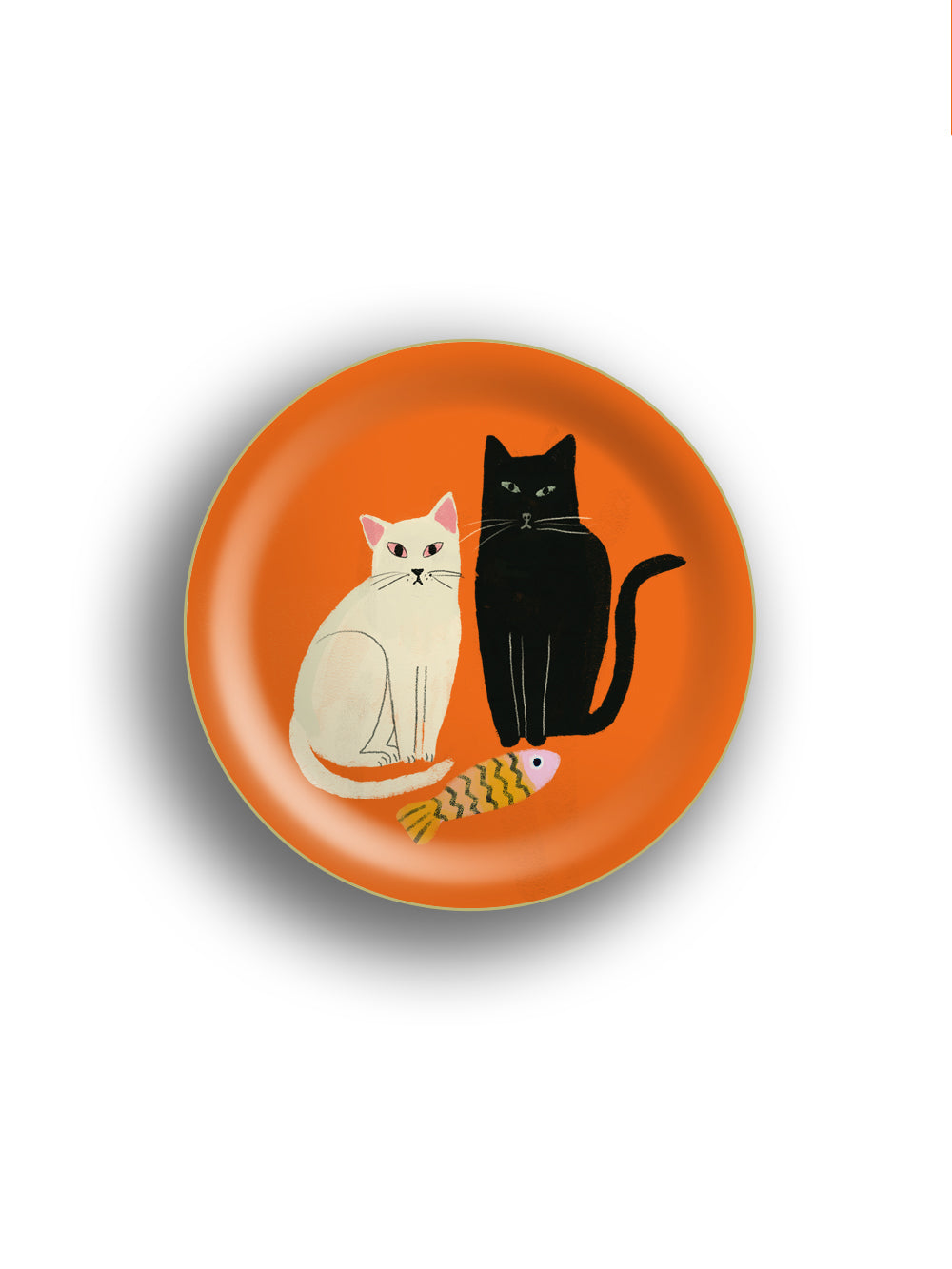 Cats Fish Orange Birchwood Mini Tray by Avenida Home featuring an illustrated cat design