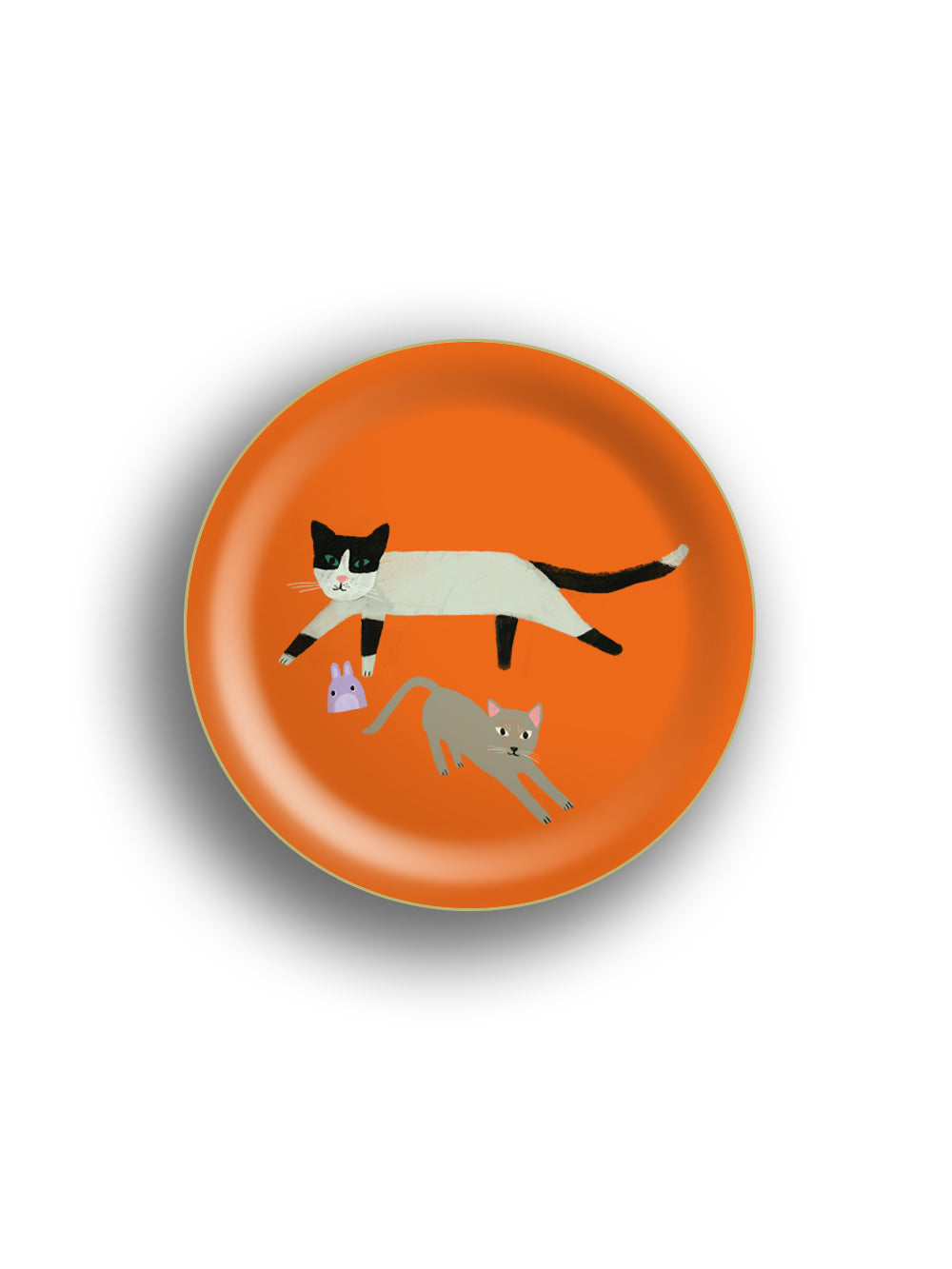 Cats Toy Orange Birchwood Mini Tray by Avenida Home featuring an illustrated cat design