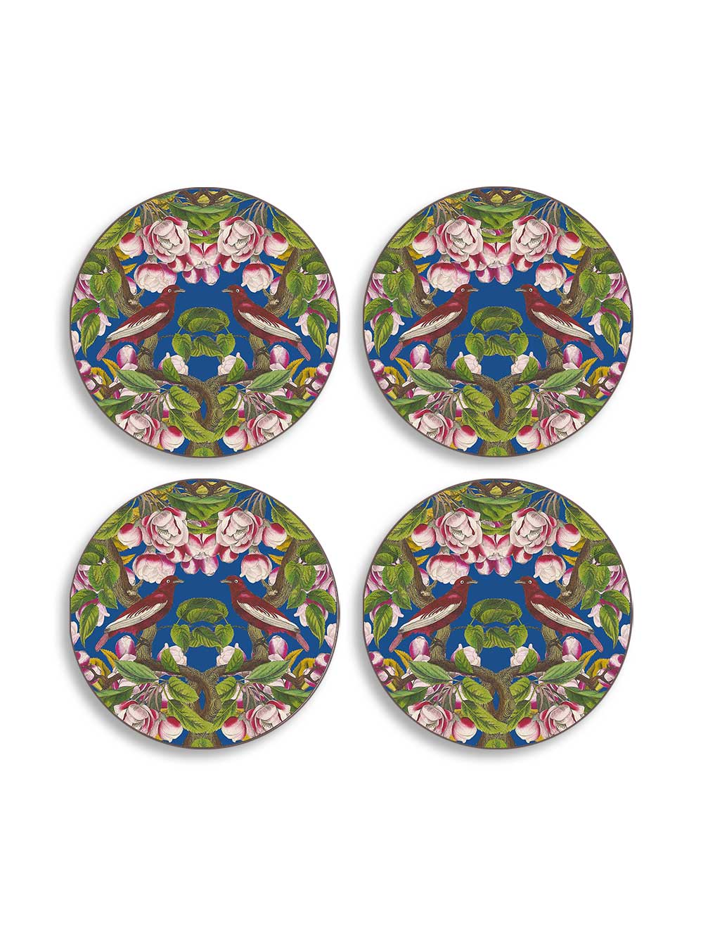 Ruby Birds Set of 4 Round Placemats